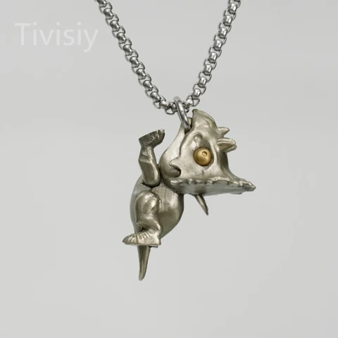 Artistic Triceratops Dino Retro Pendant with Moveable Limbs and Biteable Mouth